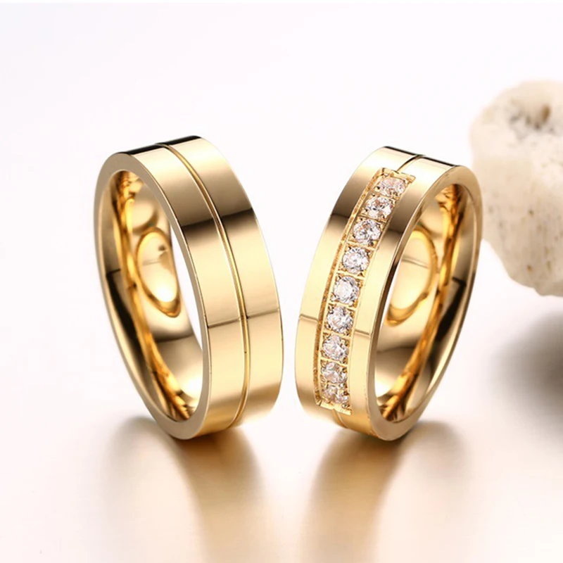 Романтические модные пары колец из нержавеющей стали обручальные кольца для