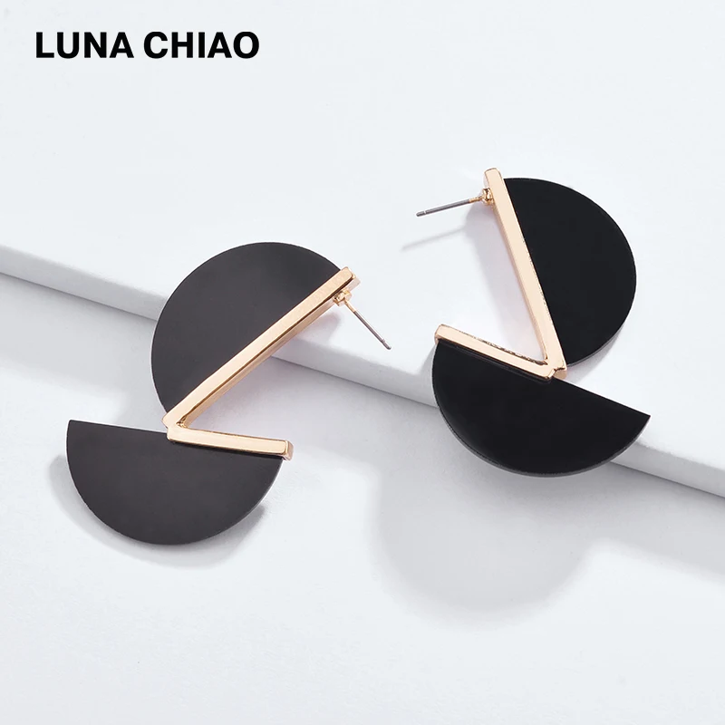 Женские Модные полукруглые серьги из акриловой смолы LUNA CHIAO черные прозрачные