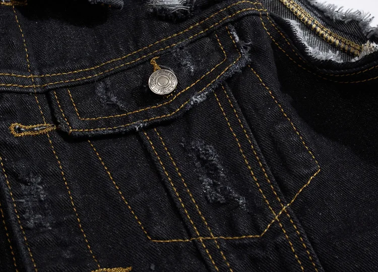 Idopy Новое поступление мужские черные джинсовый жилет Однобортный с эффектом