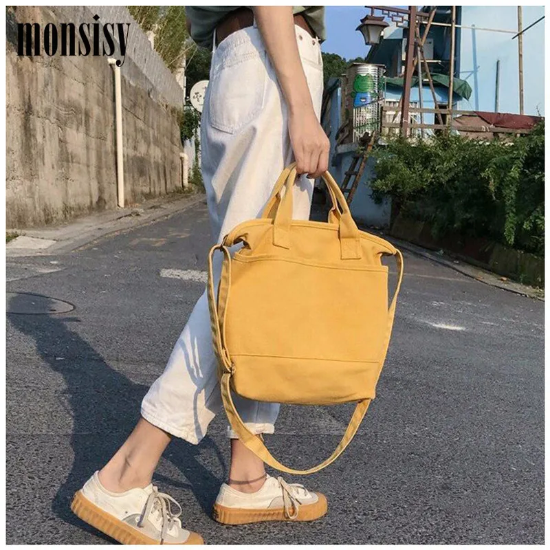 Женская Холщовая Сумка тоут Monsisy модная вместительная однотонная сумка