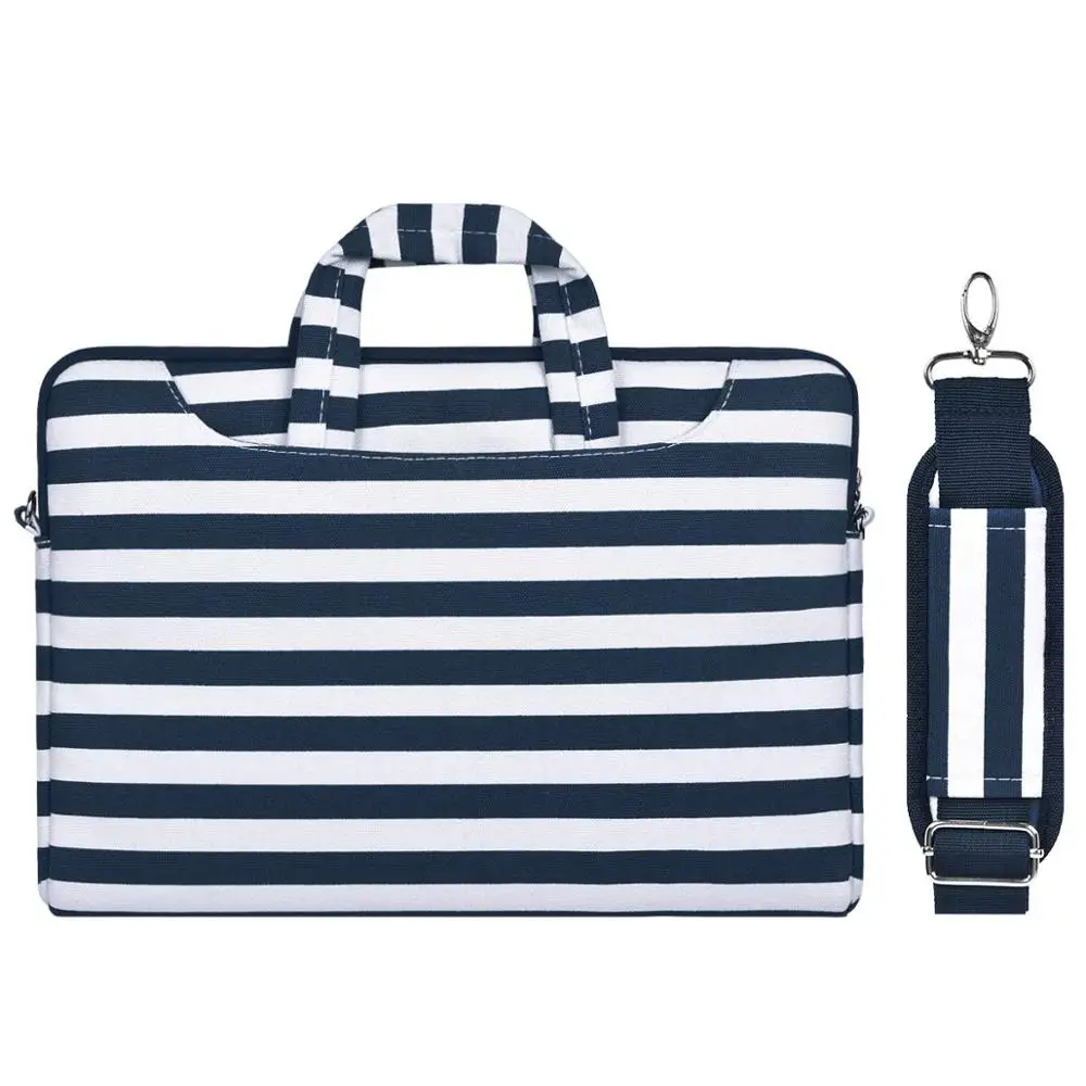 Navy Blue Stripe MOSISO парусиновые сумки для ноутбука для женщин 13,3 14 15 15,6 дюймов для Macbook Air 13 ноутбук сумка-мессенджер, сумка портфель - Цвет: Navy Blue Stripe