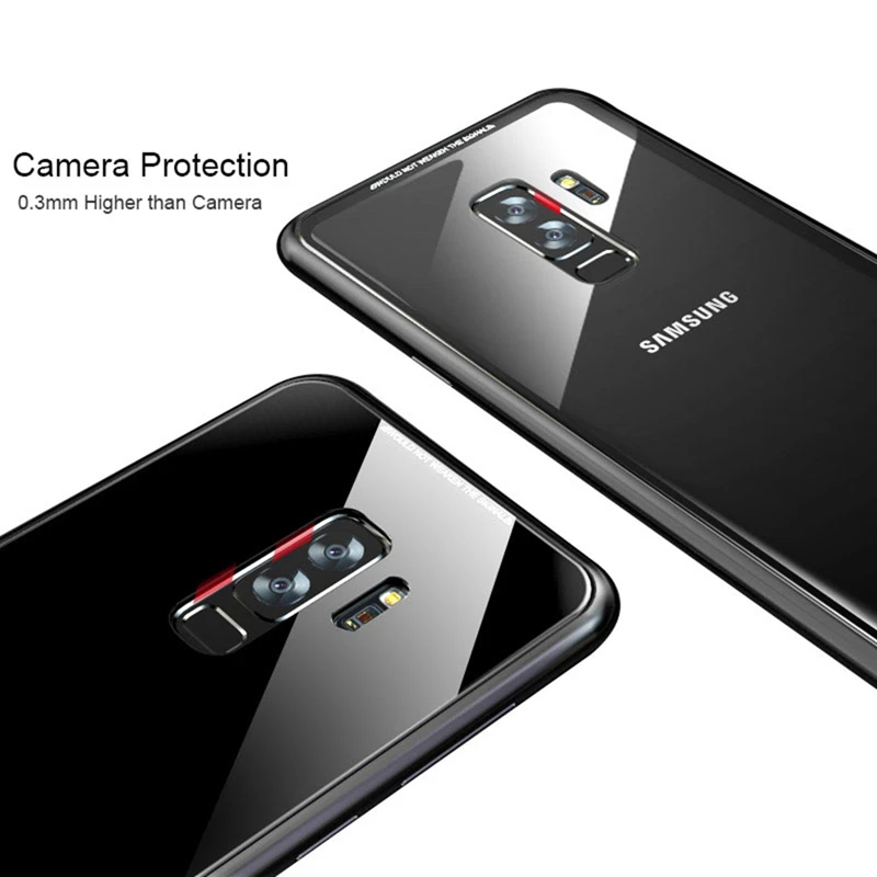 for Samsung Galaxy A7 Case Metal Magnetic Adsorption 2018 Flip Temper Glass Transparent Back Cover | Мобильные телефоны и