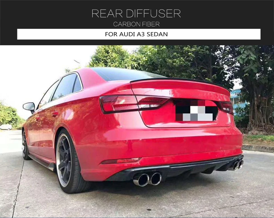 Для Audi A3 Стандартный седан задний бампер передний спойлер четыре выходе из углеродного волокна задний диффузор