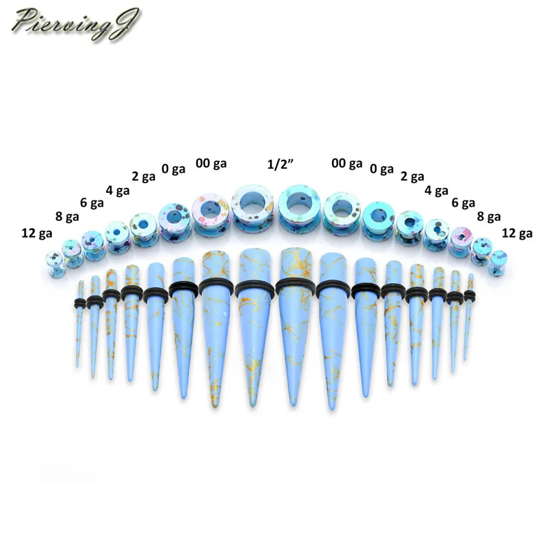 Piercingj 32 шт./компл. горячей акриловый уха датчика конус и пробка растяжения Наборы тоннель для расширения, бижутерия для пирсинга, 12G-00 г