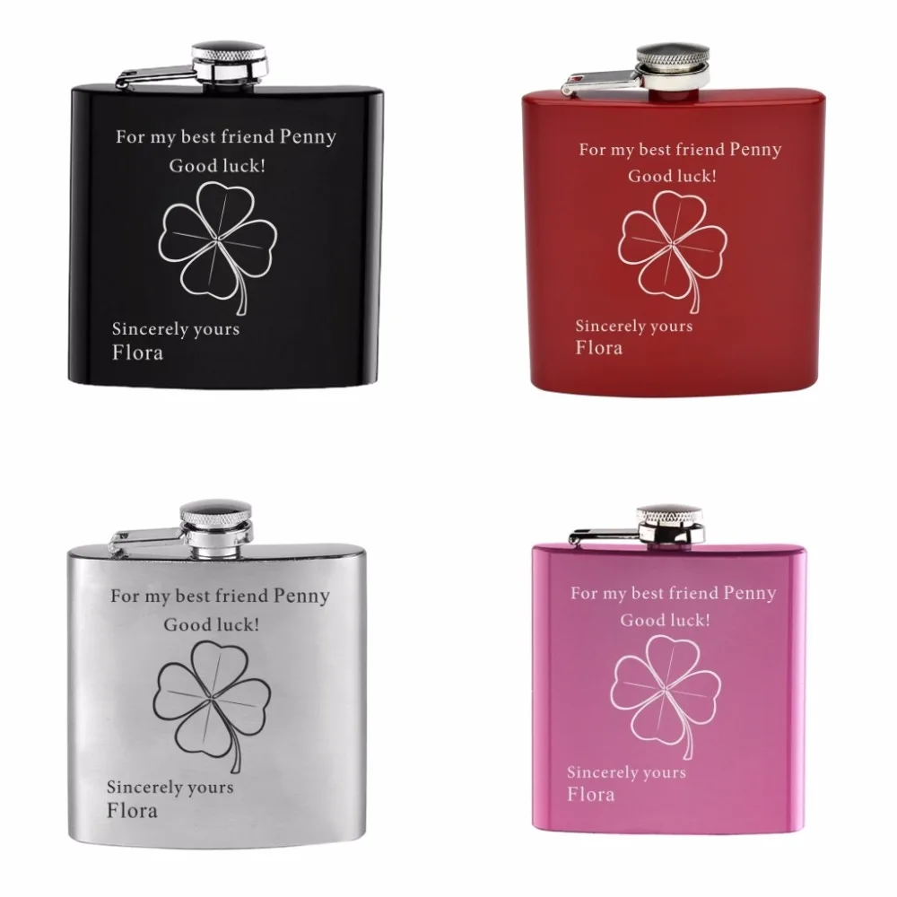 

1 Piece Personalized Engraved 6oz Stainless Steel Hip Flask For Best Friend Birthday Father's Day Monther's Day Gift