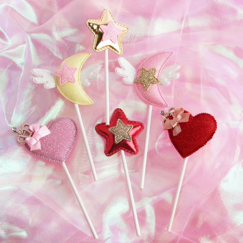 6 шт мультфильм звезда Луна Топпер для торта в форме сердца украшение ко дню