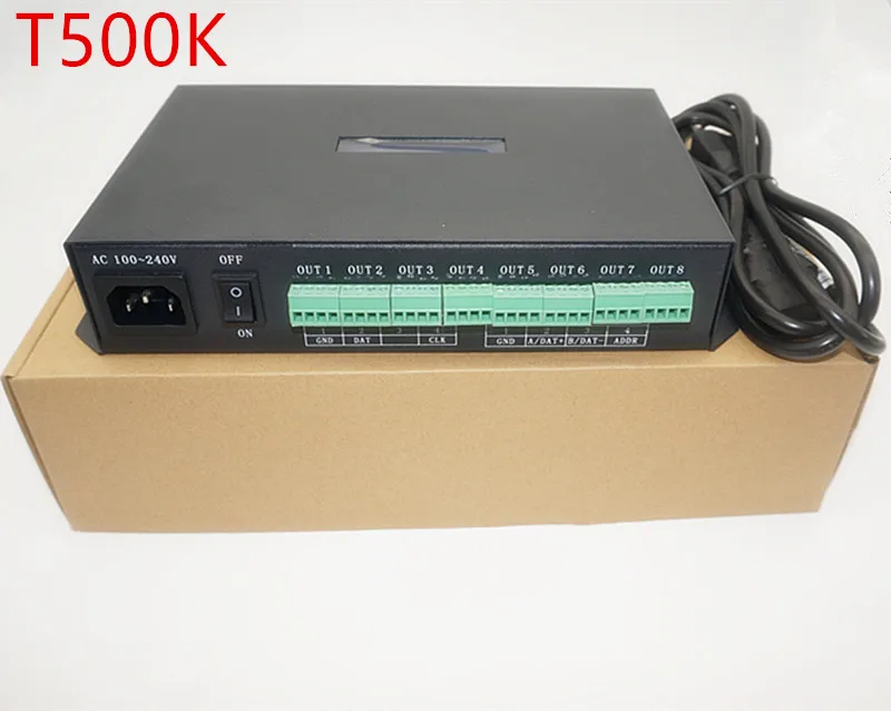 

Полноцветный светодиодный пиксельный контроллер T500K, компьютерный RGB-контроллер с 8 портами и поддержкой до 300000 пикселей ws2801 ws2812b