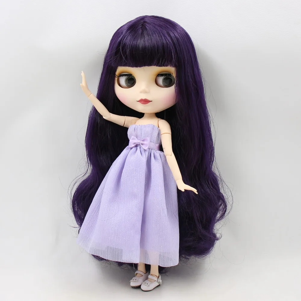 Кукла ICY DBS Blyth фиолетовые волосы матовое лицо белая кожа сустав тело 1/6 30 см