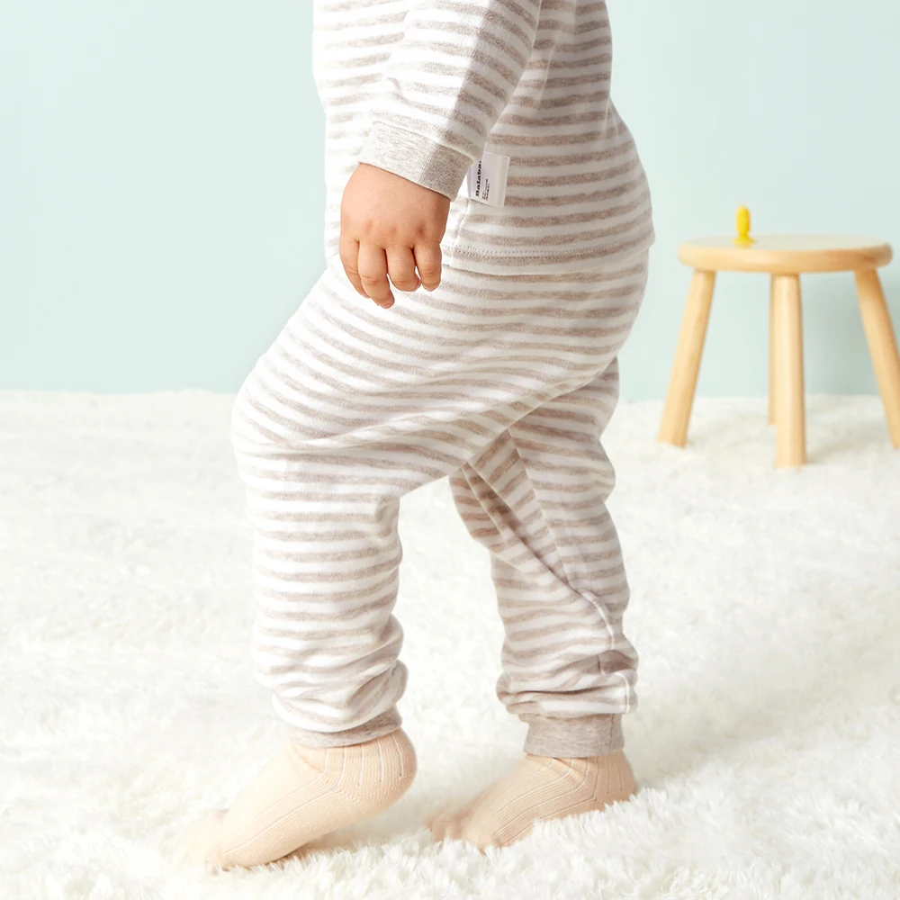 Balabala Infant Baby Soft Cotton Striped Joggers Pull-on Pants Newborn Girls Boys Bottom Harem PP Trousers Elastic |
