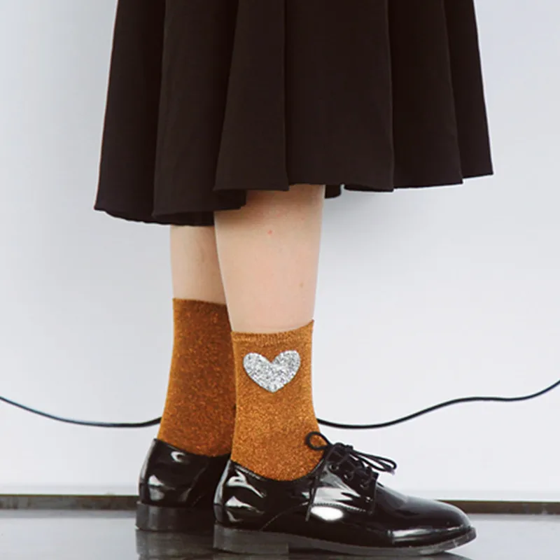 Носки женские Осенние со стразами и сердечком|socks women|heart sockssocks teen |