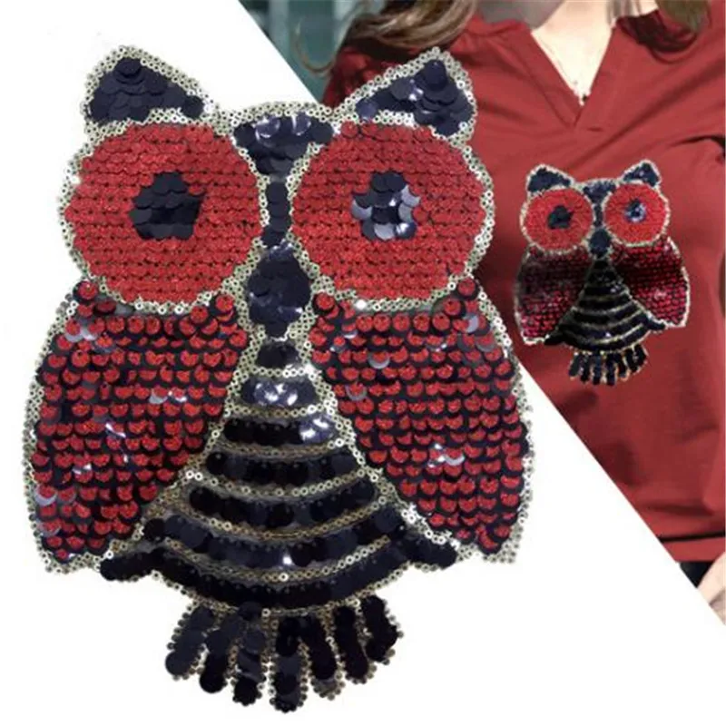 ChicLady HIPSTER Diy блесток патч 23 см Сова Птица справиться с ней пришить патчи для одежды