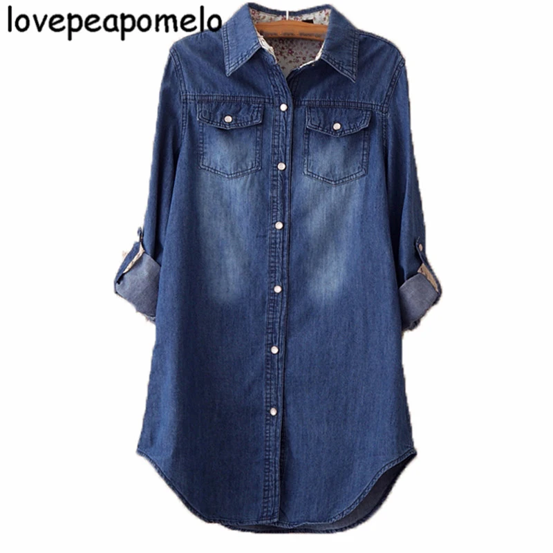 

New Spring Autumn Shirt Women's Costumes Large Size Casual Women's Jeans Shirt Korean Female Denim Tops Outer Wear Mujer J340
