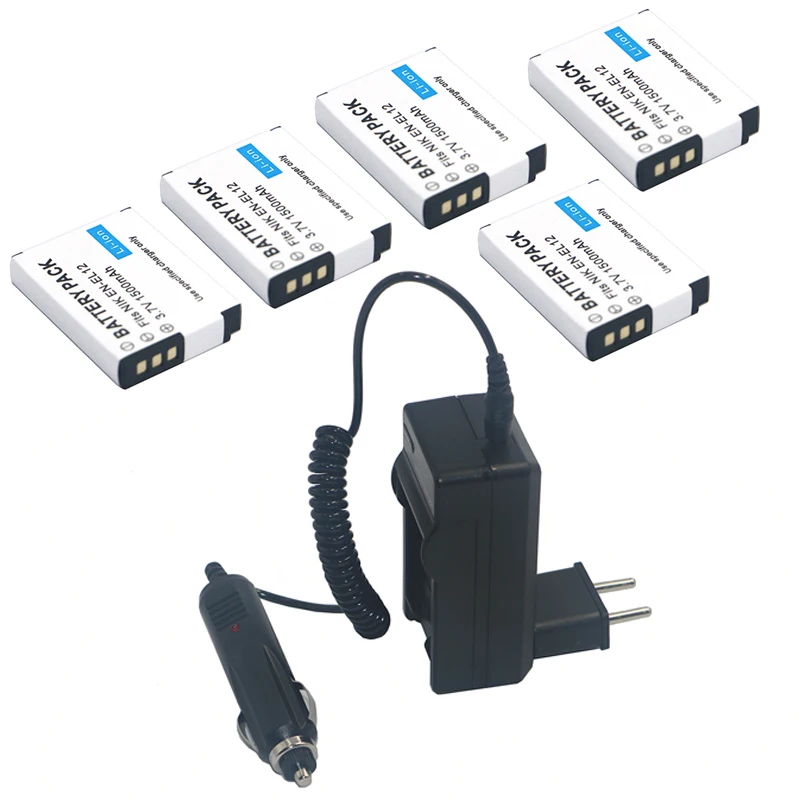 5 шт. аккумуляторы для камеры Nikon S8200 S9100 S9200 S9300 P310|batterie en-el12|en el12camera battery charger |