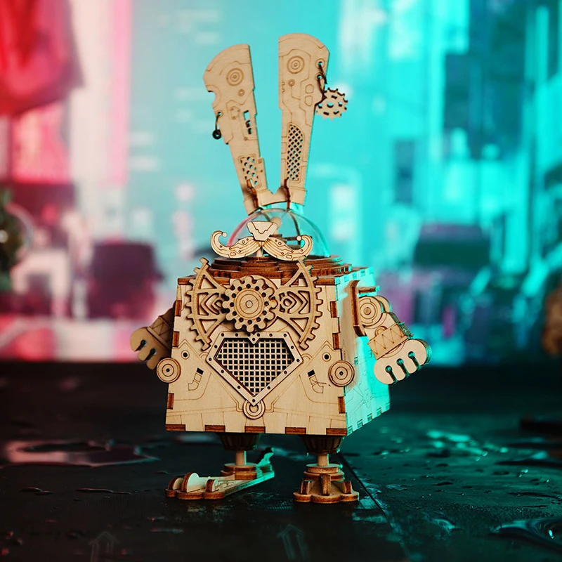 Robotime ROKR робот стимпанк музыкальная шкатулка 3D деревянная головоломка сборная