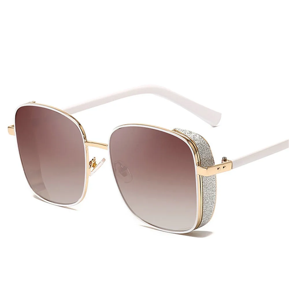 Алмазные женские крупные солнцезащитные очки мужские модные брендовый дизайн