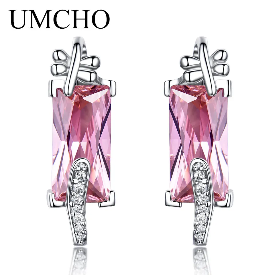 Женские серьги-подвески UMCHO Pure 925 с розовым фианитом ювелирные изделия для женщин
