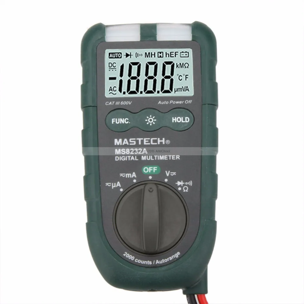 MASTECH MS8232A мини цифровой мультиметр 2000 отсчетов DMM Амперметр Вольтметр Омметр тестер сопротивления с NCV