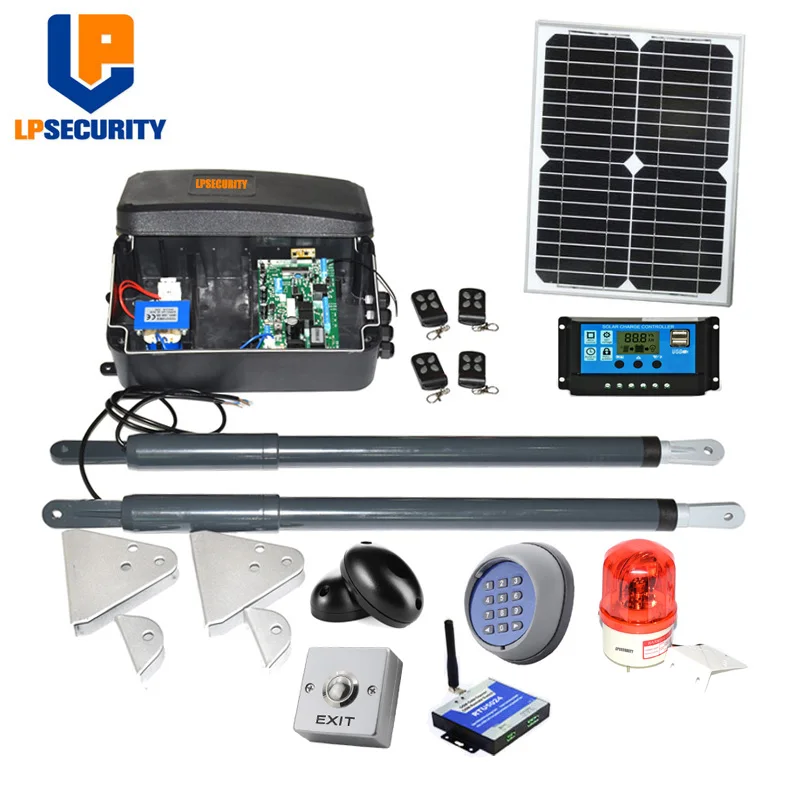

12VDC solar swing gate motor kit Linear arm Automatic con solar panel y controller(sensor,button, light, gsm opener optional)