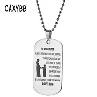 caxybb to my daughter stainless steel necklace daughter necklace dog tag pendant necklaces engraving letters jewelry