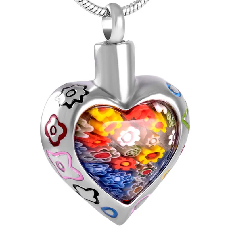 

IJD8367 Stainless Steel Flower Heart Urn Necklace for Ashes - Cremation Jewelry Memorial Keepsake Pendant