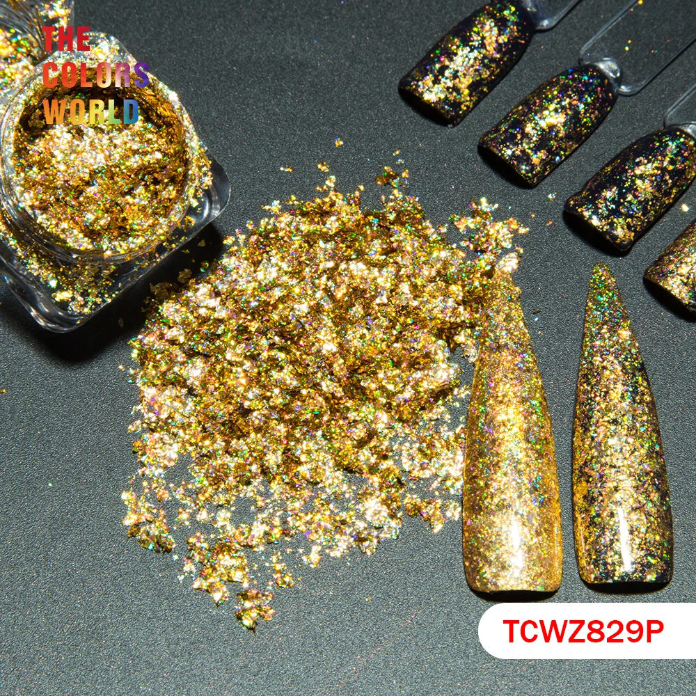 TCWZ829P высококачественные голографические лазерные золотые хлопья Galaxy для