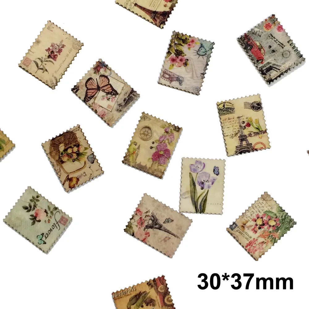 30 комплектов/Партия DIY винтажная печать деревянные кнопки для одежды аксессуары