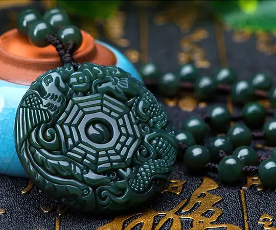 XinJiang Hetian Jades кулон 3D резной круглый Бага с драконом подвеска Феникс Женский