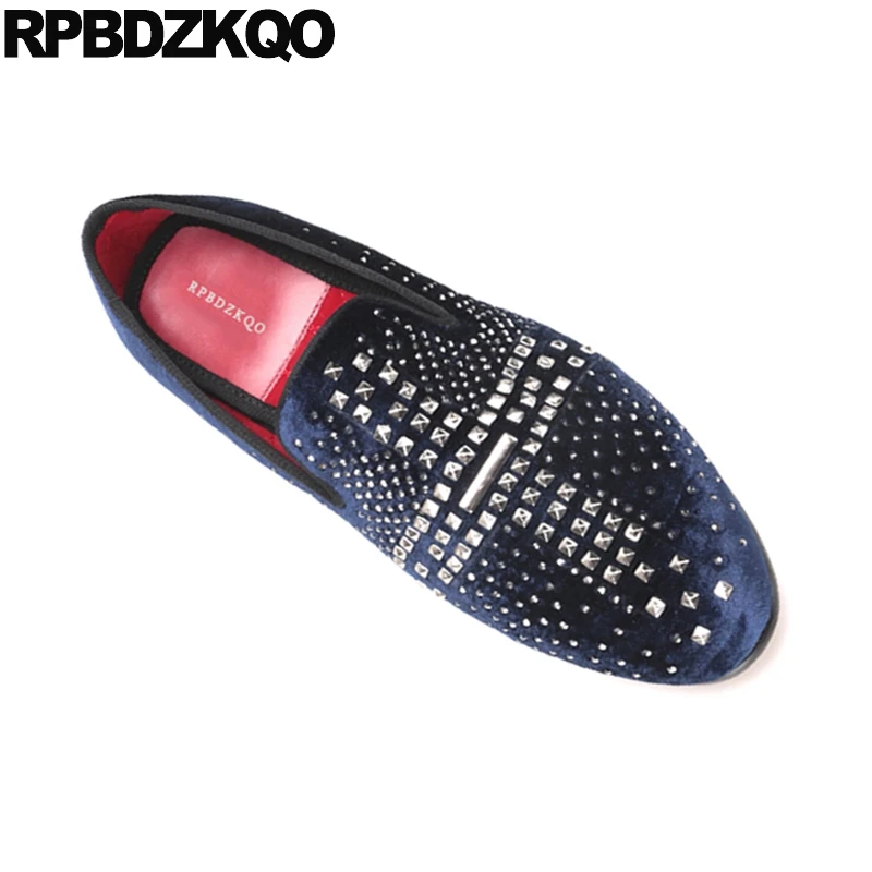 46 Brand Plus Size Real Leather Slip On Stud Party High Quality Loafers Rivet Men Shoes Casual Top Rhinestone Genuine 47 Runway | Обувь