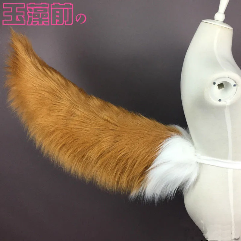 Новинка; FGO Tamamo no Mae; лисички; Плюшевые Уши; хвосты; Amine; Япония; реквизит для косплея; маскарадный костюм; повязка на голову; аксессуары для волос; подарки - Цвет: 85cm tail