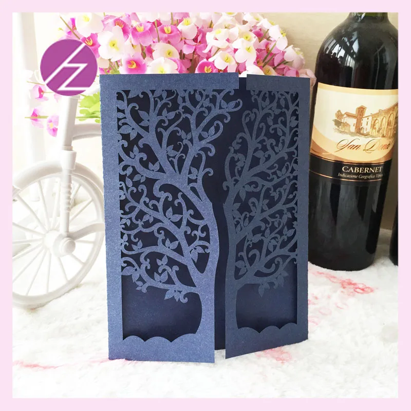 12 шт./лот бесплатный образец приглашение на свадьбу 250 г/кв. М темно-синяя