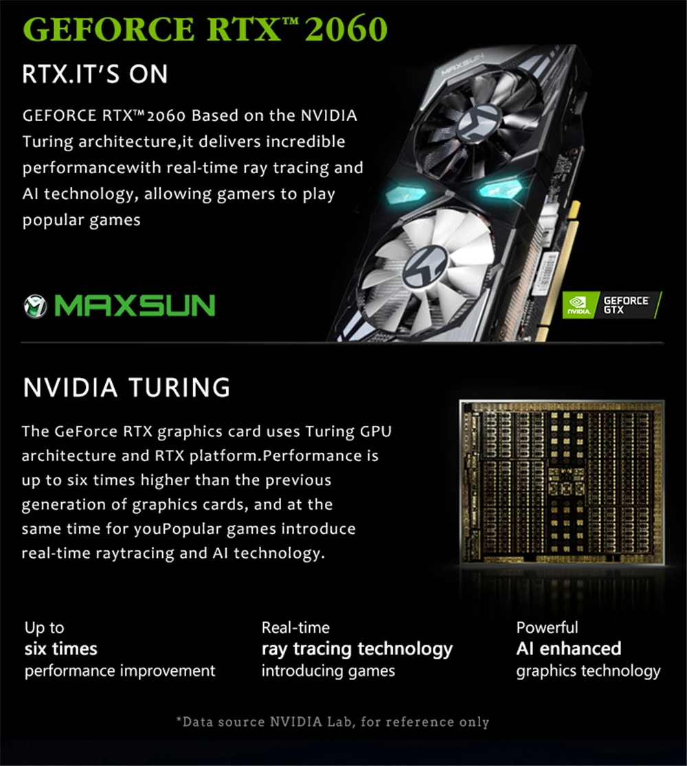 Видеокарта MAXSUN rtx 2060 Terminator 6G NVIDIA GDDR6 192bit 14000MHz 1365-1680MHz 12nm HDMI+ DP+ DVI TU106 RTX2060