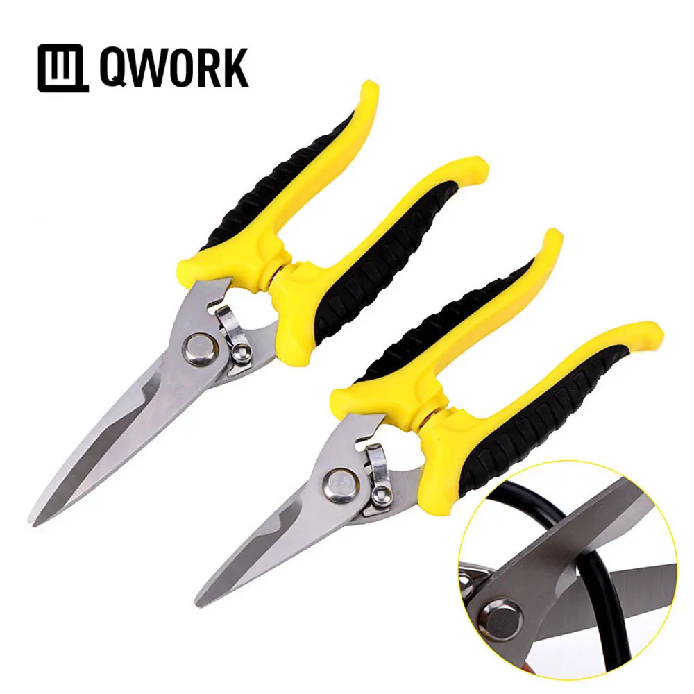 

QWORK 7 дюймов/8 дюймов электронные Ножницы Резак для проводов многофункциональные плоскогубцы Прочный ручной инструмент
