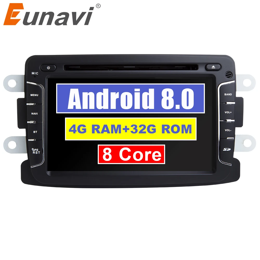 Eunavi 1Din Android 8 0 Автомобильный DVD Радио стерео плеер gps для Dacia/Sandero/Duster/Renault/Captur/Lada/Xray 2