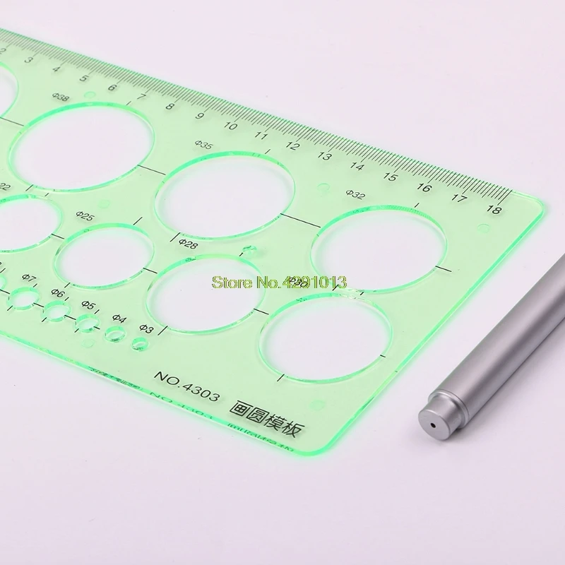 Green Plastic Circles Geometric Template Ruler Stencil Measuring Tool Students Drop Shipping Support | Канцтовары для офиса и