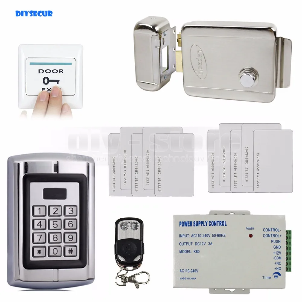 DIYSECUR RFID Контроль доступа DIY Полный комплект с электрическим замком питания + 10 ID