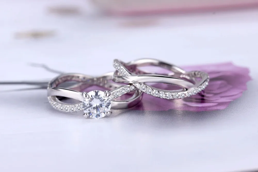 Женское кольцо из стерлингового серебра 1CT NSCD с искусственным бриллиантом набор