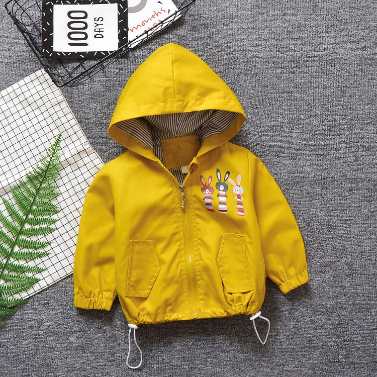 Детская куртка пальто новая модная ветровка с рисунком кролика для маленьких