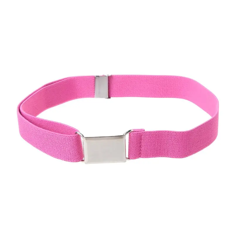Hot Pink Детские однотонные тканевые ремни унисекс для мальчиков и девочек; регулируемый эластичный пояс - Цвет: Hot Pink