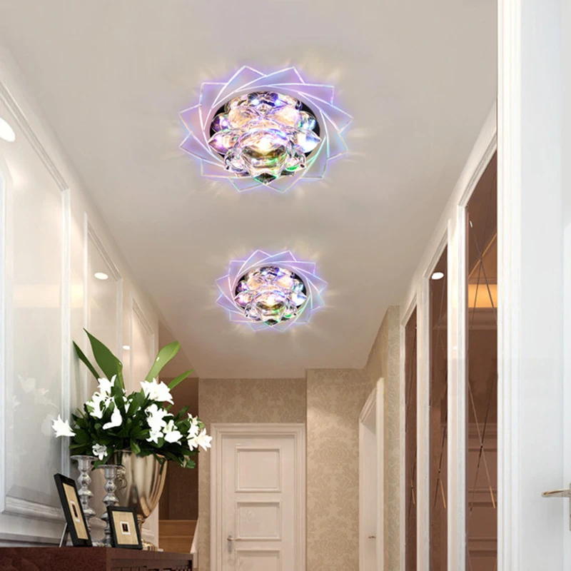 5 Вт светодиодный Кристалл Потолочные светильники цветок лотоса на застежке для