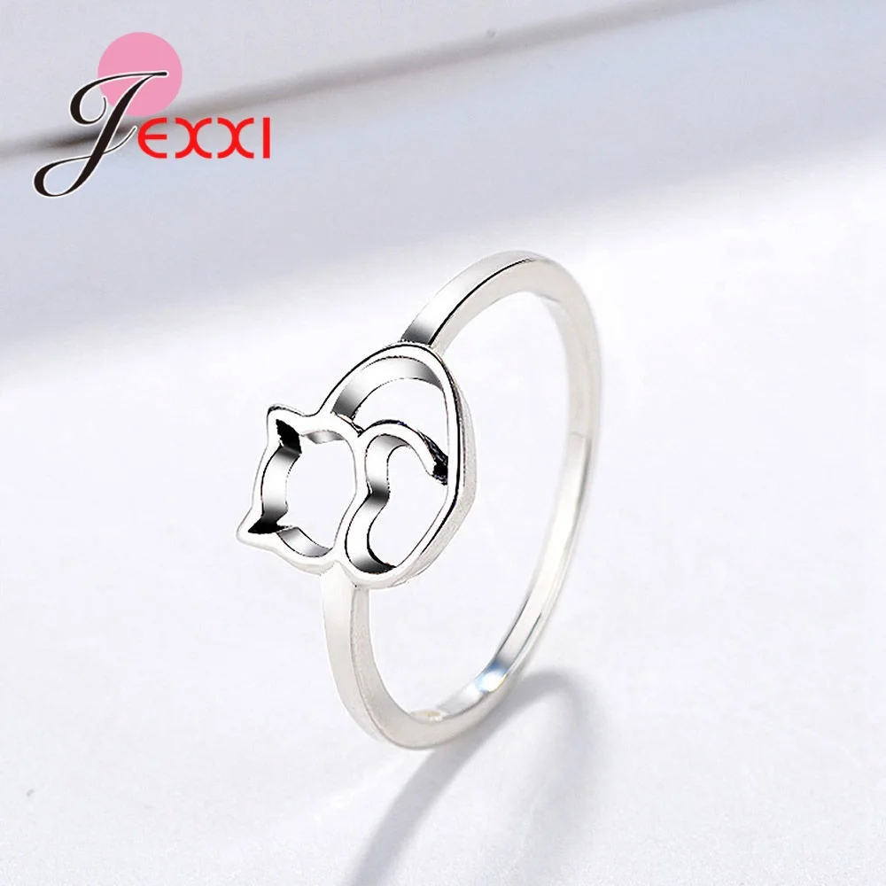Блестящие милые женские кольца на палец из стерлингового серебра 925 пробы с милым