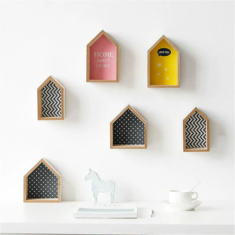 Настенный деревянный стеллаж для хранения детской комнаты украшения дома