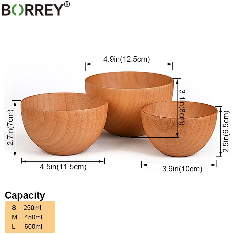 BORREY 1 шт. китайские деревянные миски для еды салата риса Детские закусок Ramen суп