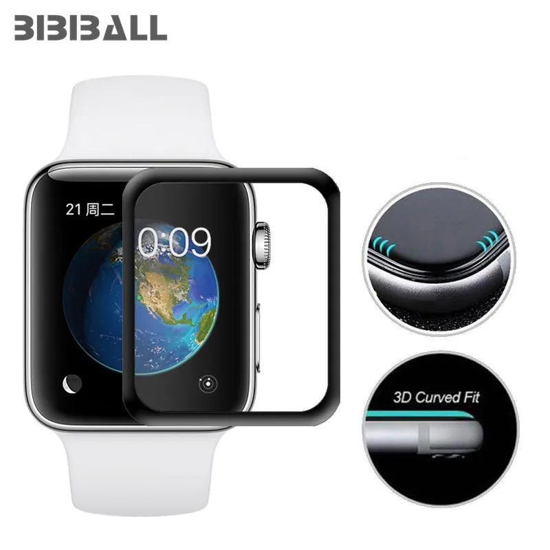 Закаленное 3d стекло с закругленными краями для Apple Watch Series 3 2 1 38 мм 42 Защитная