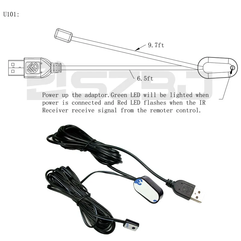 Комплект ИК ретранслятора U101 USB повторитель с инфракрасным пультом