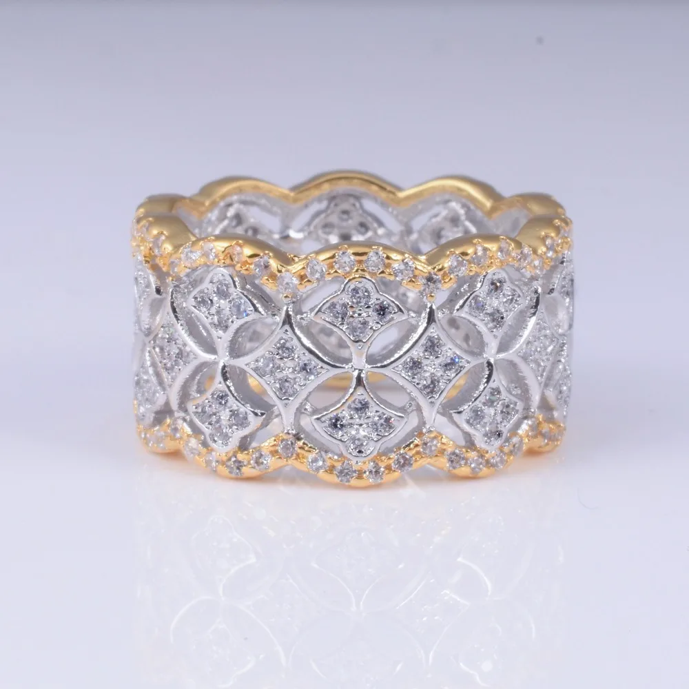 Обручальное кольцо ювелирные изделия проложить 256 шт Имитация DIAMOND CZ кольца Белый сапфир 925 пробы серебро и золото для Для женщин подарок Размеры 5-11
