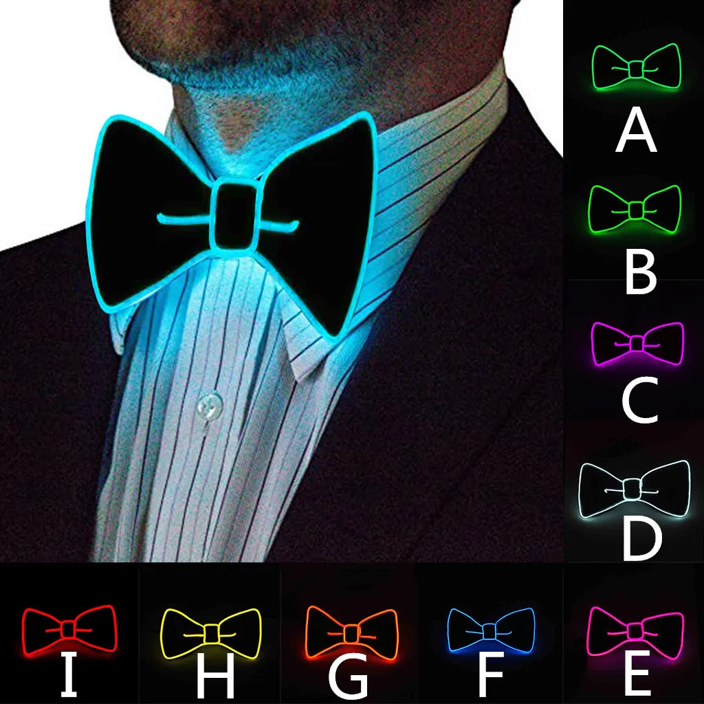 Мужская неоновая Ночная одежда для вечеринок светящийся галстук бабочка