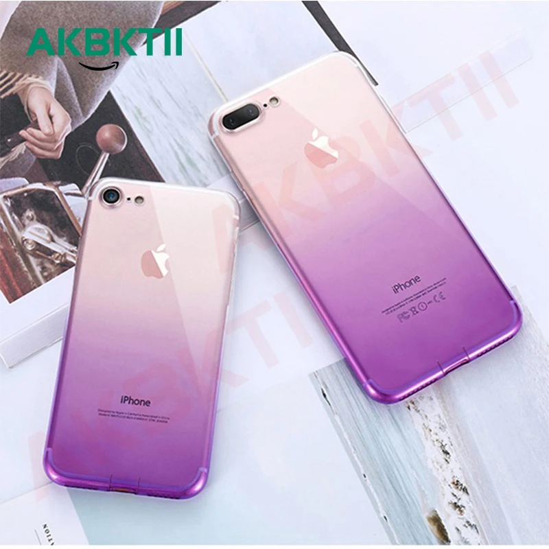 AKBKTII градиент цвета прозрачный чехол для телефона iPhone 6 6s 7 8 Plus Xr Xs Max мягкий