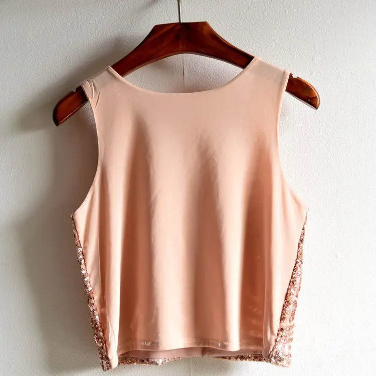 Короткий топ Cakucool расшитый блестками с о-вырезом сетчатая блузка без рукавов в