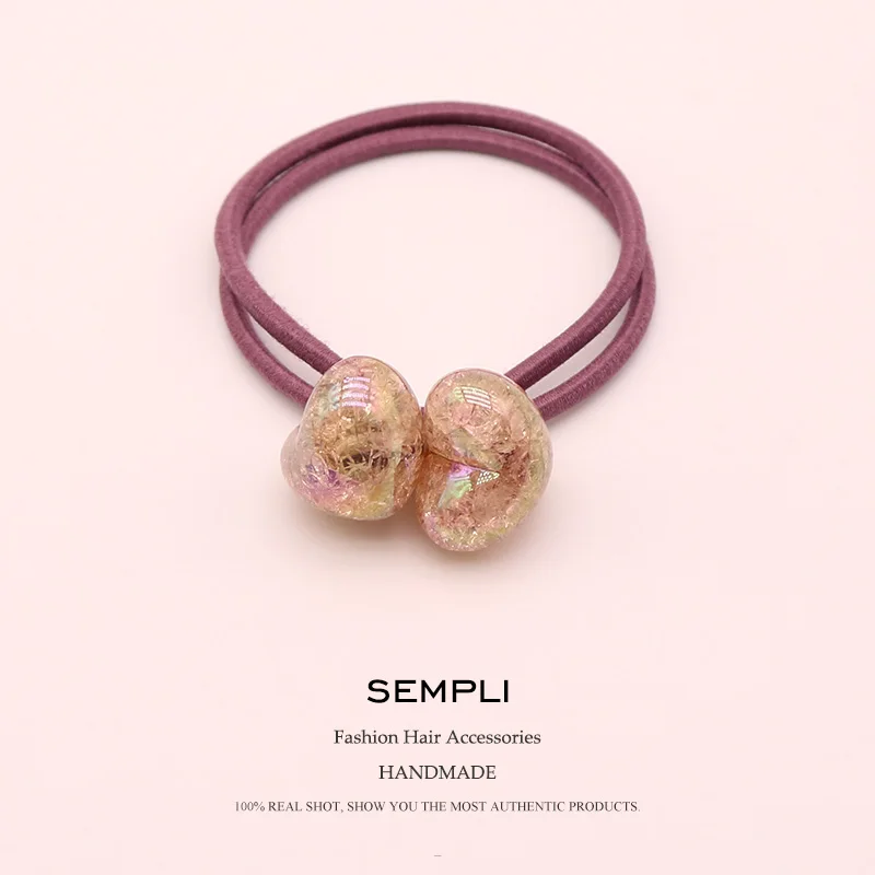 Deep Pink Новые летние нейлоновые высококачественные Популярные Love эластичные резинки для волос для женщин прозрачные бусины резиновые аксессуары для волос резинки для волос - Цвет: Deep Pink
