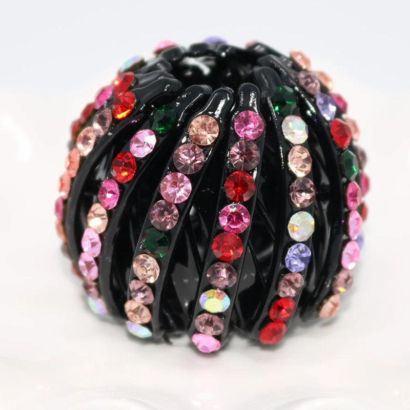 New Design Vintage Multi-color Rhinestone Elegant Bird Nest Hair Ponytail Holder Fair Crab Claw Clip Hairpin Ball Shape 8C0205 | Украшения